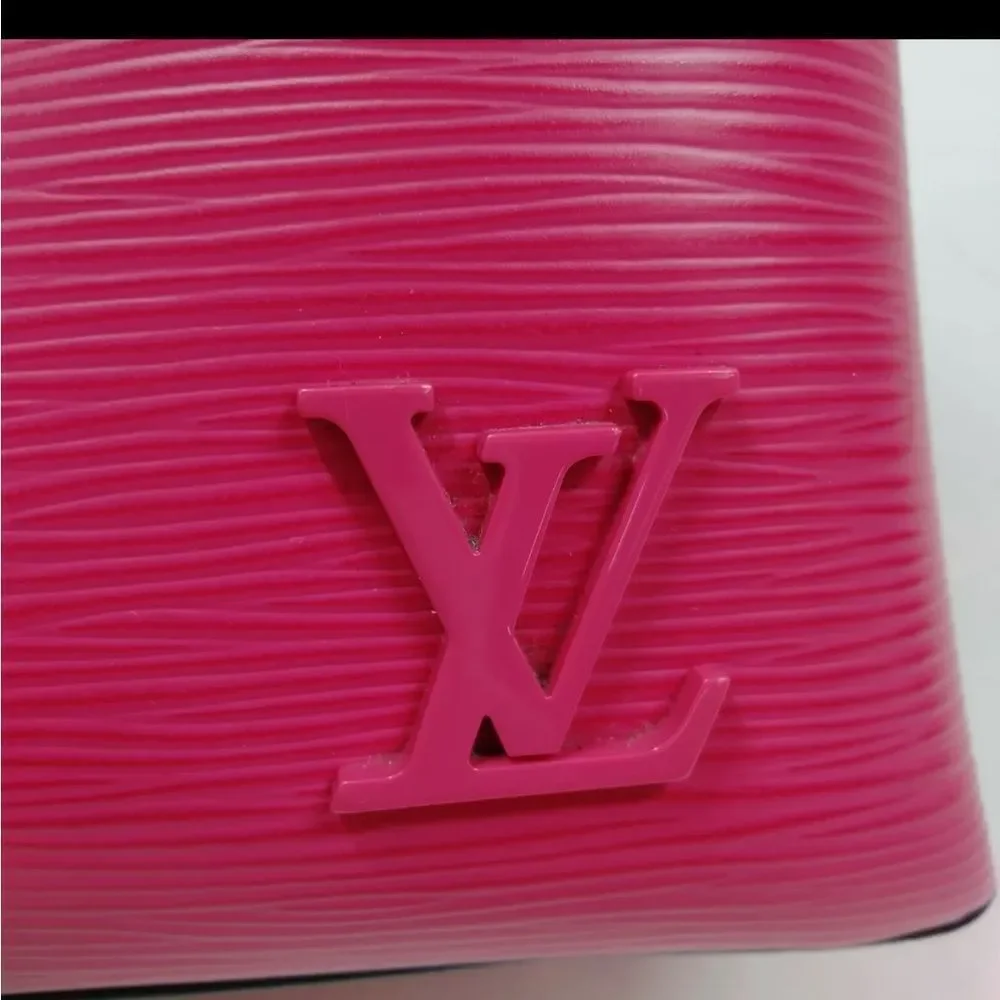 Auth Louis Vuitton Pink Black Epi LV Kleber PM Structured 2way Satchel Purse